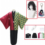 Anime Demon Slayer Kimetsu No Yaiba Tomioka Giyuu Cosplay Kost&uuml;&uuml;m Naiste Kimono Vormiriietus Parukas T&auml;iskasvanutele Lastele Halloweeni pidu L-(Full set+wig)