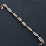 Natural Rough Blue Kynite Gemstone Handmade Copper Gift Bracelet 7-8 g4n91