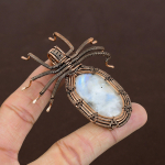 Natural Rainbow Moonstone Gemstone Copper Wire Wrap Spider Pendant 2.56 z9w53