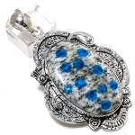 Natural K2 Azurite Gemstone Handmade 925 Sterling Silver Pendant 2.76 j0t07