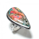 Natural Spiny Oyster Gemstone Handmade 925 Sterling Silver Ring Size 9.5 w5r65