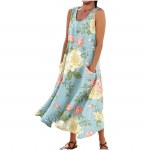 Naiste suvine vabamoeline retrotr&uuml;kiga varrukateta kaelusega taskukleit L