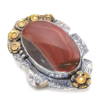 Natural Mookaite Gemstone 925 Sterling Silver Gift Two Tone Ring Size 9 n2m28