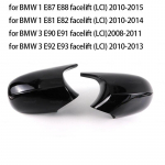 1pair For BMW 1 3 series E87 E81 E82 E90 E91 E92 E93 Rear View Side Case Trim ABS Carbon Fiber Style Car Rearview Mirror Cover Black LCI