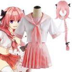Fate Apocrypha Astolfo Cosplay Kost&uuml;&uuml;mid Anime Jaapani &Otilde;pilase Kooli Meremehe Vorm Naise Halloween Karnevali Kleit Neiu R&otilde;ivad L-(Costume+Wig)