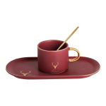 Creative Solid Color Nordic Ceramic Coffee Cup Set Breakfast Cup Kruus punane