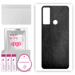 apgo Protective Skin Sticker for the back compatible with TCL 20 XE, Wrap Film, Foil, Vinyl - Pattern Black Leather