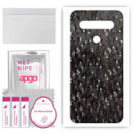 apgo Protective Skin Sticker for the back compatible with LG Q61, Wrap Film, Foil, Vinyl - Pattern Carbon Black Pixel