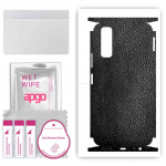 apgo Protective Skin Sticker for the back+sides compatible with vivo Y51s, Full Wrap Film, Foil, Vinyl - Pattern Black Leather