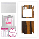 apgo Kaitsev nahakleebis tagak&uuml;ljele ja k&uuml;lgedele, mis &uuml;hildub Samsung Galaxy Z Flip 5-ga, t&auml;iskile, foolium, vin&uuml;&uuml;l &ndash; muster Tigerwood