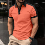 New men's lapel fashion large size twill cotton men's T-shirt POLO shirt S  160CM arbuusipunane v&auml;rv