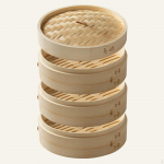 Bambusest auruti korv, 10-tolline pelmeen Bao kuklite k&uuml;psetamiseks, Dim Sum Dia 25.4cm 3 Tier