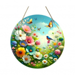 Kevadine puidust uksesildi &uuml;mmargune v&auml;rviline lilletr&uuml;kk koos kaelapaelaga veranda esiukse dekoratiivriips Kodu sissep&auml;&auml;su seinale riputatav kaunistus ripats 30cm B