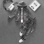 Lasteriided Poiste kevad&uuml;likond Denim Boy Jacket P&uuml;ksid Kaheosaline &uuml;likond 110 must