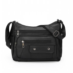 Pehme nahast mitmekihiline kott keskealisele emale naiste &otilde;lakott crossbody-kott mobiiltelefonikott must