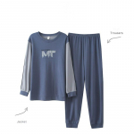 Meeste kevad- ja s&uuml;gispuuvillased pikkade varrukatega p&uuml;ksid pidžaama Korea versioon pluss suuruses moekas koduriiete komplekt L tumesinine v&auml;rv