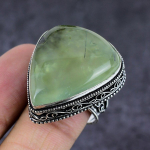 Prehnite Gemstone Handmade 925 Sterling Silver Gift Jewelry Ring Size 10 q7n47