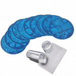 Nail Art Stamper Nail Templikomplekt Manik&uuml;&uuml;ri templiplaadi t&ouml;&ouml;riist K&uuml;&uuml;nte l&auml;bipaistvad printimismallid Silver