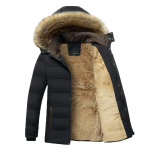 Meeste veekindel kapuutsiga karusnahast krae Parka jope mantel meeste s&uuml;gismood vabaaja parkad Meeste talvesoojad 3XL must