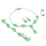 Roheline Triplettopaal V&auml;&auml;riskivi K&auml;sitsi valmistatud 925 Sterlingh&otilde;be Ehtekomplekt b6B52