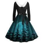 Naiste vabaaja mood V-kaelusega karvane Halloweeni tr&uuml;kiga pikkade varrukatega kleidid L