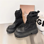 Uued Talvised Paksude Taldadega Naiste L&uuml;hikesed Saapad Moodsad Naiste Elegantseks Paelkinnitusega Pahkluusaapad V&auml;litingimustesse Mugavad Zapatos 39 black