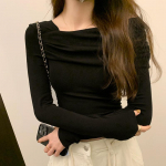 &Uuml;he &otilde;laga Puhas Iha Pikkade varrukatega T-s&auml;rk naistele S&uuml;gisel Uue disainiga Slim Fit Ni&scaron;&scaron; Kuum T&uuml;druk L&uuml;hike Aluss&auml;rk &Uuml;laosa S