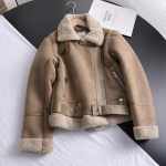 Talvine naiste paks soe seemisnahast jope L&uuml;hike mootorrattapruun mantlid Faux Shearling lambanahast nahkjakid v&auml;lisr&otilde;ivad S