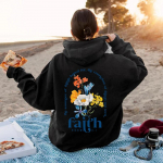 Esteetilised kristlikud pusad Piiblisalm Hoodie Naiste religioosne pullover Faith pikkade varrukatega kapuutsiga dressipluus Kristlikud kingitused S must