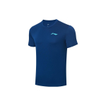 Li Ning Sulgpalli Seeria &Uuml;hev&auml;rviline &Uuml;mmarguse Kaelusega Pusa L&uuml;hikeste Varrukatega T-s&auml;rk Unisex Topid Tumesinine AHST347-4 XXL blue