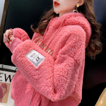 Naiste t&otilde;mblukuga dressipluus s&uuml;gis- ja talvine polsterdatud ja paksendatud avara kapuutsiga sviiter Drop &Otilde;lajope lambaliha topid S