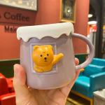 3D kolmem&otilde;&otilde;tmeline reljeef Kruusipaar veetass armas karuj&auml;nes loom majapidamiskeraamilised kruusid hommikus&ouml;&ouml;gipiim lastetass