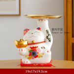 Keraamiline &otilde;nnekassi kujuke Fortune Cat hoiualus Maneki Neko kommikarp Kodukaunistus Maskott Ornament Kunst skulptuur punane