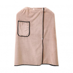 Korallfliisist hommikumantli seelik reguleeritava elastse v&ouml;&ouml;rihma taskutega, painduva p&otilde;lvepikkuse vanniga hall