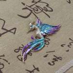 Keskaegne vintage m&auml;rgistatud Jj pross K&auml;sitsi valmistatud emailiga Phoenix Corsage kuld