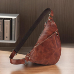 Ehtsast nahast vintage v&auml;rvi crossbody &otilde;lakott meestele, premium meeste seljakott, puhas lehmanahk, stiilne isikup&auml;rane rinna kott pruun