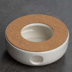 Lillekeraamiline k&uuml;&uuml;nlatee soojendaja ja klaasist teekannu soojendusalus Tea Warmer valge