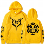 Fashion Anime One Piece Hoodie Lahtine Unisex Hoodie Law Printing Pullover Pikad varrukad XS kollane