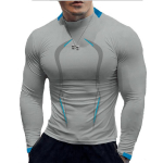 Suure suurusega Euroopa ja Ameerika stiilis meeste suvine hingav Quick Dry Fitness Sporditreenings&auml;rk Moodne pikkade varrukatega top S
