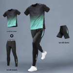 Meeste kiirelt kuivav jooksukost&uuml;&uuml;m: Spordidress j&otilde;usaaliks, maratoniks, rattas&otilde;iduks, korvpalliks ja hommikujooksuks four-piece set; L must/sinine