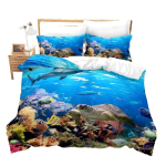 Merikilpkonna tekikott Veealune maailm Teemaline Mereelu Voodipesukomplekt Naistele Teismelistele Poistele ja T&uuml;drukutele Kingitus Magamistoa Kaunistuseks 140x210cm 2pcs