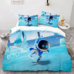 Astro Bot Armas multikas Voodipesukomplekt Tekikomplekt &Uuml;hekohaline Kahekohaline Voodi King Size Voodikomplekt T&auml;iskasvanud poisid Magamistuba Tekikott Padjap&uuml;&uuml;r 155X220cm-3pcs