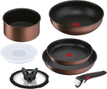 Tefal pottide ja pannide komplekt eemaldatava k&auml;epidemega 7 osa, &uuml;hildub IH gaasiga, vaba ohtlikest ainetest nagu Neo IH Brown L78791 K&auml;epide, Komplekt, Tuli, pruun