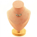 Pierres et Min&eacute;raux. Collier 4 perles Oeil de faucon d'Afrique du Sud. Chaine en acier Collier femmes, hommes. Taille personnalisab