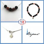 Parure bijoux - A Bijoux - Bracelet et Collier - Perles Lave 8 mm - Rubis du Br&eacute;sil - Acier inoxydable