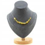 Pierres et Min&eacute;raux. Collier 15 perles Opale jaune d'Australie. Chaine en acier inoxydable Collier femmes, hommes. Taille personnal
