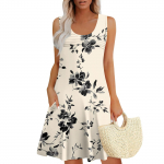 Naiste suvekleidid avara U-kaelusega varrukateta, taskutega p&auml;ikesekleidid M