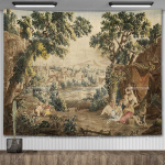 Vintage Prantsuse Seinavaip Roheluslossi ja aiaga Vaip Esteetiline Toakujundus Taust Prinditud Vaibad 150X100CM 60x40in