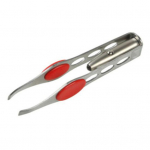 Roostevabast terasest k&auml;ep&auml;rane LED-valgusega jumestusripsmete kulmude karvade eemaldamise pintsett