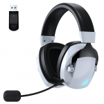 BL100PRO Kolmerežiimiline Juhtmega 2.4G Traadita Bluetooth-peakomplekt M&uuml;rasummutava Mikrofoniga V&auml;rvilise LED-valgusega M&auml;ngupeakomplekt PC-m&auml;ngurile valge